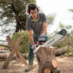 Benzin-Kettensäge, 2-Takt 72cc Verbrennungsmotor, 24″ gezahnte Führungsschiene zum fällen und beschn