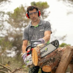 Benzin-Kettensäge mit 2-Takt 75cc 4,8 PS Motor mit 24“ Blatt, Easy-Start-Starter, Anti-Vibrationssys