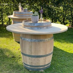 Weinfass Stehtisch Deluxe 225 Liter breiter Ring Natur Höhe 95 cm Gewicht 65 kg