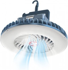 Campingventilator LED Campinglampe mit Ventilator USB wiederaufladbar mit Licht Zeltlampe Laterne Na