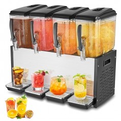 4er Getränkespender Saftspender kommerziell mit 4 Tanks 12 L (pro Tank) 510 W Edelstahl Eistee-Geträ