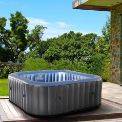 Whirlpool Spa aufblasbar für 6 Personen 185 x 185 cm In-Outdoor Pool 132 Massagedüsen Timer Heizung