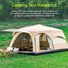 Campingzelt Heimzelt großes Zelte für Camping Glamping Wandern Partys Mehrfamilienzelt Netzfenster w