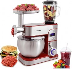 Küchenmaschine Küchenmixer Küchengerät Fleischwolf aus Edelstahl 7 Liter Zubehör für Teig und Cremes