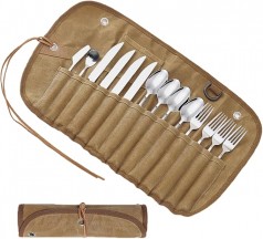 Essbesteck Küchenbesteck Küchenset Campingbesteck 36 teilig Edelstahl in Bestecktasche