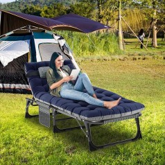 Zeltbett Sonnenliege klappbar Gartenliege 68 cm Breite 200 kg belastbar mit Matratze und Kopfstütze