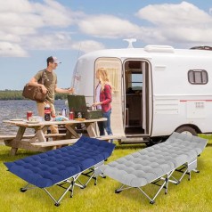 2x Campingbett klappbar Campingbett 2 Stück Klappbett Gästebett mit Matratze Seitentasche bis 200 kg