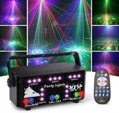 Discolicht Partylicht mit Fernbedienung, DMX Musikgesteuert Disco Licht Party Lichter mit Stroboskop