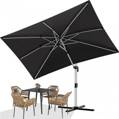 Sonnenschirm Aluminium 400 x 300 Ampelschirm mit Bezug wasserabweisend mit Kurbel