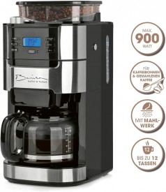 Filterkaffeemaschine Mahlwerk bis zu 12 Tassen Kaffee für Kaffeebohnen und Kaffeepulver Tassenwärmer