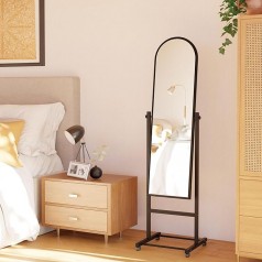 Standspiegel mit Rollen Spiegel Ganzkörperspiegel Empfangsspiegel 151 x 39 Metallrahmen neigbar 360