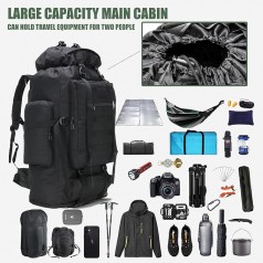 Wanderrucksack Rucksack wasserdicht 80 + 20 L Survival Rucksack Trekkingrucksack Reiserucksack
