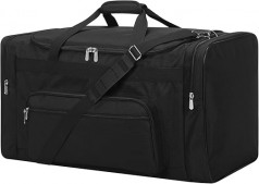 Fitnesstasche Sporttasche Reisetasche mit Schultergurt 55 L Weekender für Damen und Herren schwarz