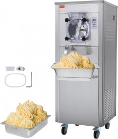 Gewerbliche Eismaschine Eisbereiter 18 l/h Harteismaschine mit Rädern 6 l Edelstahlzylinder LED