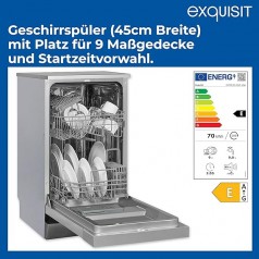 Geschirrspüler Spülmaschine Geschirrspülmaschine 45 cm 9 Maßgedecke 9 Liter Startzeitvorwahl Power+