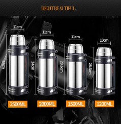 Thermosflasche Trinkflasche Isolierflasche Thermoskanne 1,6 Liter vakuumisoliert Edelstahl BPA-frei