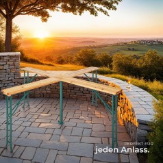 Quattro Bierzeltgarnitur Stehtisch XXL Biertisch Klapptisch Gartentisch aus Holz klappbar Outdoor