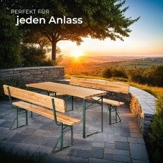 Bierzeltgarnitur mit Rückenlehne Biertisch Esstisch Klapptisch Campingtisch 2 x Bank mit Rückenlehne