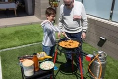 Paella-Kochset Grillpfanne (Eco-Set) mit Paella-Pfanne aus emailliertem Stahl 46 cm Gasbrenner 40 cm