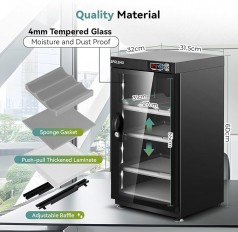 Elektronische Trockenbox Trockenschrank Luftentfeuchter 55 L Kamera Digital Control mit LED-Leuchten