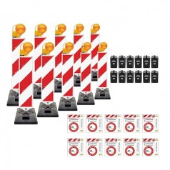 Leitbaken-Set 10 Stück Warnbake Leitbake Sicherheitsbake Fuß & Leuchte 2-seitig