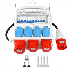 Wandverteiler Baustromverteiler Stromverteiler mit 1 M PVC-Kabel und Leitungsschutzschalter IP44 CEE