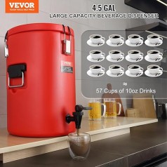 Wassertopf Isolierkanne Heißgetränkespender Kaltgetränkespender Getränkespender 17,2 L Edelstahl