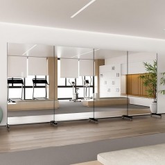 Ganzkörperspiegel 170 x 100 cm Spiegel Fitnessraum groß mit Rollen 360° drehbar Standspiegel Spiegel