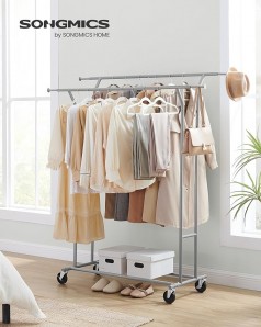 Garderobe Kleiderständer auf Rollen Garderobenständer Metall Garderobenstange Kleiderstange