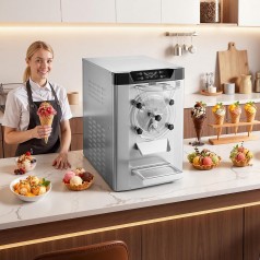 Eiscrememaschine gewerblich Eismaschine Bällcheneis 2000 W 12–20 L/h Tischgerät Gelato 6 L Edelstahl