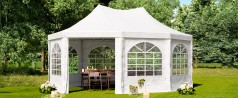 Pagodenzelt Pavillon Partyzelt Hochzeitszelt 5 x 6,8 m schneller einfacher Aufbau mit Fenstern