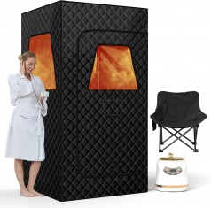 Dampfsauna mobil für Zuhause mit 3L/1500W Dampferzeuger 9 Wärmestufen inkl. Fernbedienung Klappstuhl