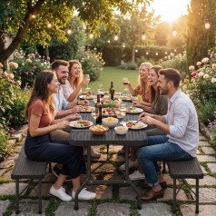 Festzeltgarnitur Camping-Klapptisch Bierzeltgarnitur klappbar faltbares 3-teiliges Set 1 Camping