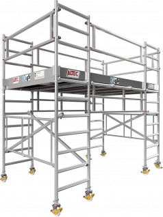 Arbeitsplattform Arbeitsbühne 5,7 m² Fläche 4 m Arbeitshöhe faltbares Raumgerüst Rollbock Alu Gerüst