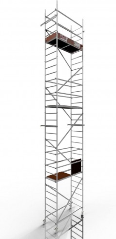 Treppengerüst Arbeitshöhe 9,1m 4 gebremste Lenkrollen TÜV Traglast 200kg/m² Alu Rollgerüst Baugerüst