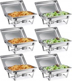 Buffet-Set 6 x 9 L = 54 L Chafing Dish Speisewärmer 6pcs Warmhaltebehälter Wärmebehälter Edelstahl