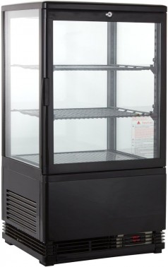 Gastro Kühlvitrine 58 Liter Buffet Vitrine +2 °C bis +6 °C mit LED schwarz  Kühltheke mit Glastür
