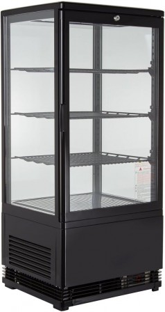 Gastro Kühlvitrine 78 Liter Buffet Vitrine +2 °C bis +6 °C mit LED schwarz  Kühltheke mit Glastür &