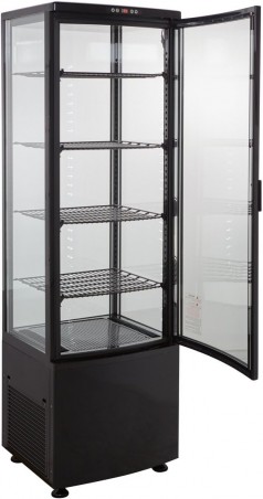 Gastro Kühlvitrine 235 Liter Buffet Vitrine +2 °C bis +6 °C LED schwarz  Kühltheke Glastür & Umluft