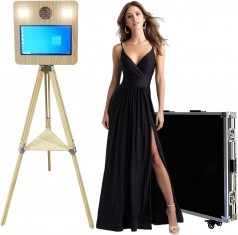 Fotokoffer tragbar 15,6 Zoll Touchscreen DSLR Fotobox Hochzeiten Partys Veranstaltungen Holzfarbe