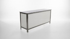 Profi Klapptheke, Nasstheke, Tresen Edelstahl mieten (200 cm) – Mobile Naßtheke aus Edelstahl