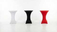 Stehtischhusse, Stretchhusse für Stehtische mieten (Ø 80 cm) – Weiß, Schwarz oder Rot