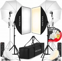 Fotostudio Set Studiolicht Fotostudiobeleuchtung Fotolicht Fotobeleuchtung 48 Watt 2 Softbox 70 x 50