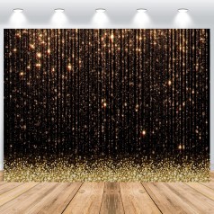 Gold Hintergrund E 3 x 2 m goldener Glitter Partikel Schwarz Traum Foto Vinyl Fotobox Geburtstag