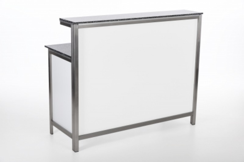 Mobile Edelstahl-Cocktailbar mieten – Exklusive Event-Bar (150 cm) mit edler Optik