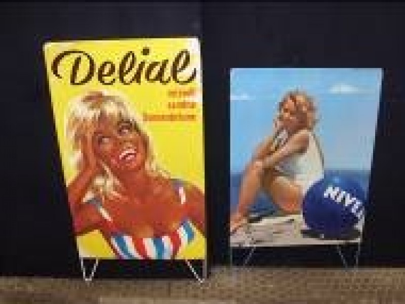 Delial & Nivea Werbetafeln 50er / 60er Jahre, Dekoration, Kiosk, Werbung