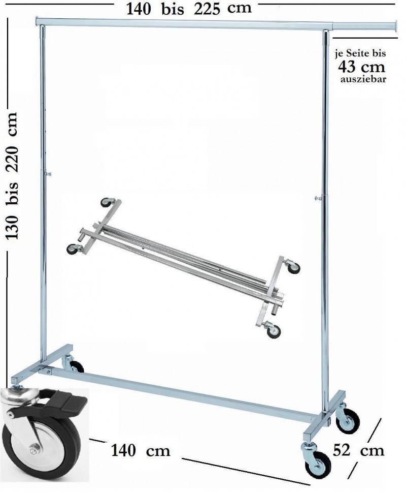 Mobile Garderobenständer, Kleiderständer, Klappständer, Rollständer, Reihengarderobe  – Thumbnail 7