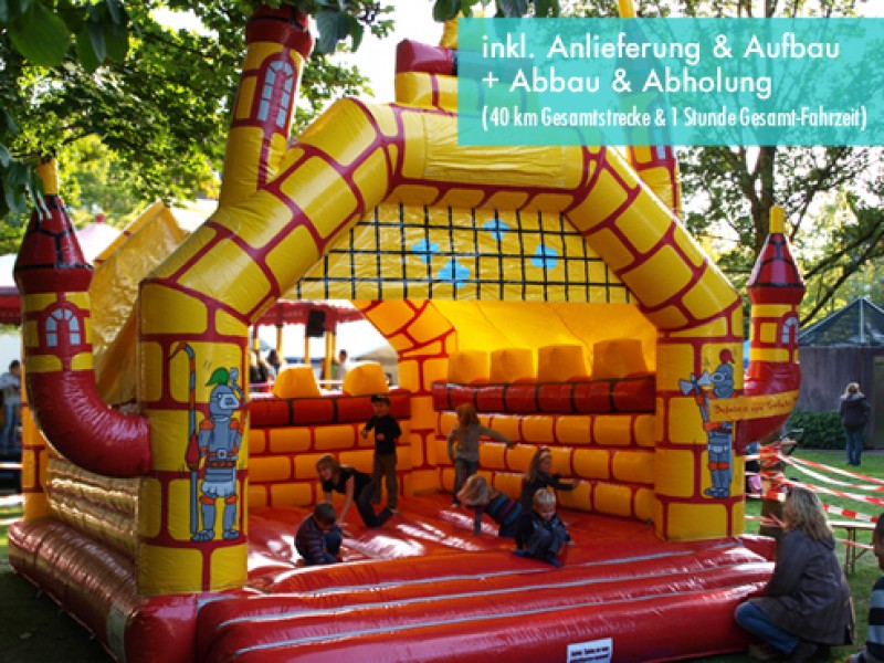 Hüpfburg Schloss XXL – 5,5 x 6,5 m mit Dach!  (inkl. Anlief. u. Aufbau + Abbau u. Abhol. im Umkreis)