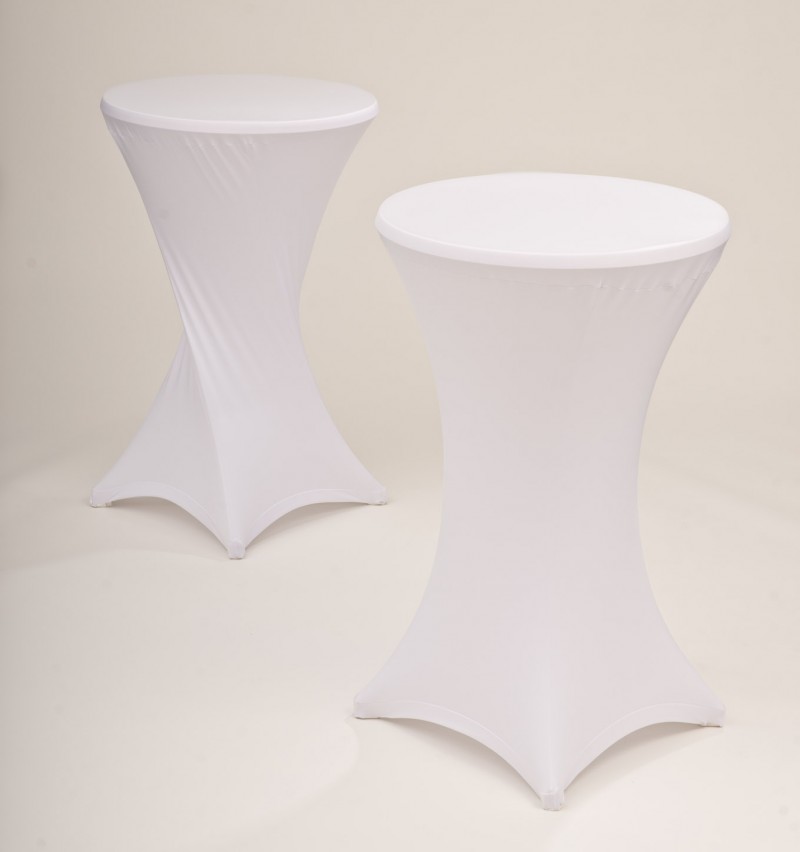 Set Stehtisch inkl. Stretchhusse weiss 4 Fußsystem klappbar 70cm Bistrotisch