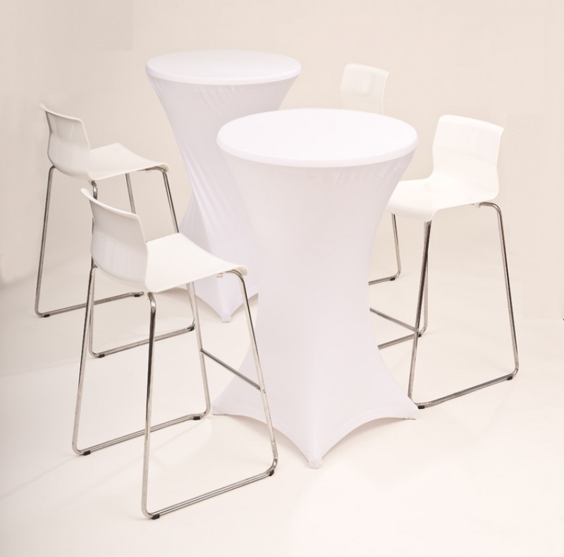 Set Stehtisch inkl. Stretchhusse weiss 4 Fußsystem klappbar 70cm Bistrotisch – 4